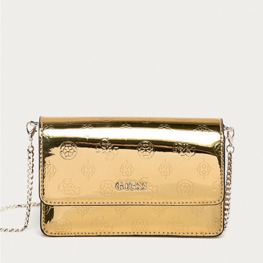 guess walk of fame gold mini crossbody bag